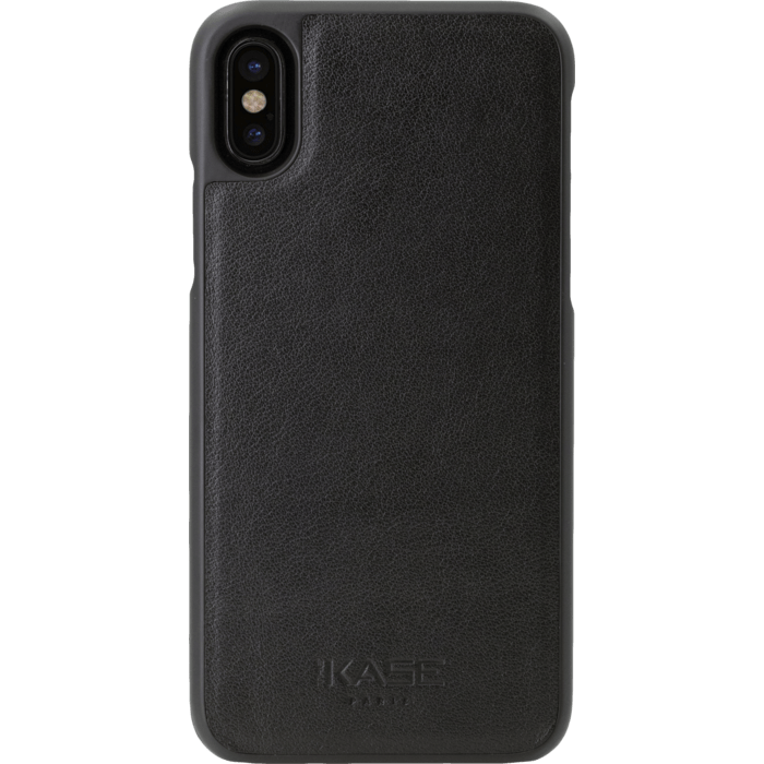 Coque magn&eacute;tique en cuir v&eacute;ritable pour Apple iPhone X/XS, Noir