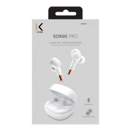 Écouteurs sans fil Sonik Pro intra-auriculaires avec boîtier de chargement, Blanc perle