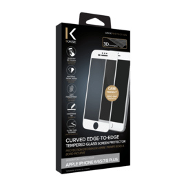 Curved Edge-to-Edge Tempered Glass Screen Protector for Apple iPhone 6/6s/7/8 Plus, White