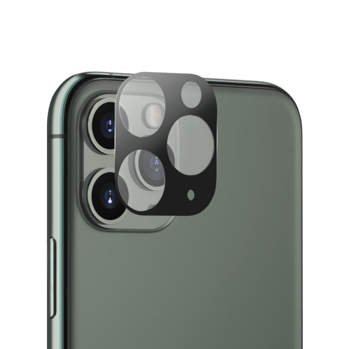 (O) Protection pour objectif d'appareil photo premium en verre trempé Apple iPhone 11 Pro/Pro Max, Noir