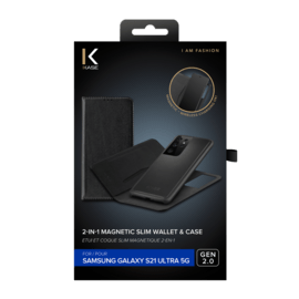Etui et Coque slim magn&eacute;tique 2-en-1 GEN 2.0 pour Samsung Galaxy S21 Ultra 5G, Noir