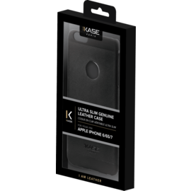 Coque en cuir véritable ultra slim pour Apple iPhone 6/6s/7, Noir Satin