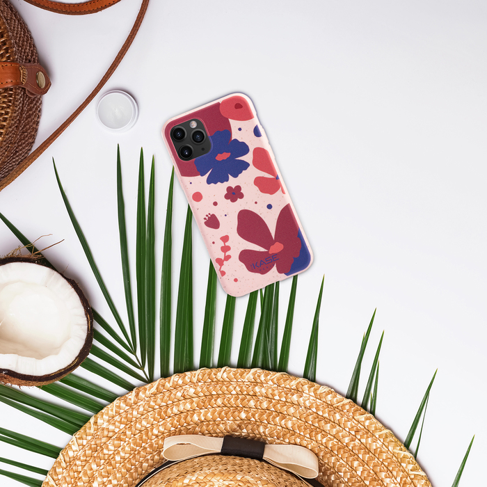 Coque antibact&eacute;rienne vegan bio 100 % z&eacute;ro d&eacute;chet pour Apple iPhone 11 Pro, Rose p&eacute;tunia
