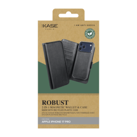 Etui & Coque robuste magnétique 2-en-1 et fabriqué avec un étui en plastique recyclé pour Apple iPhone 17 Pro, Noir Onyx
