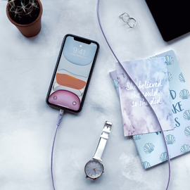 C&acirc;ble USB-C vers Lightning certifi&eacute; MFi Apple m&eacute;tallis&eacute; tress&eacute; Charge/sync (1M), Violet Lilas