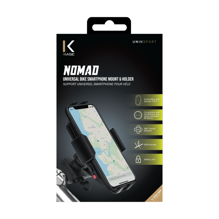 Supporto e supporto per smartphone universale Nomad per bici, nero