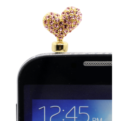 Jack Plug bijoux, C&oelig;ur en diamant, Rose