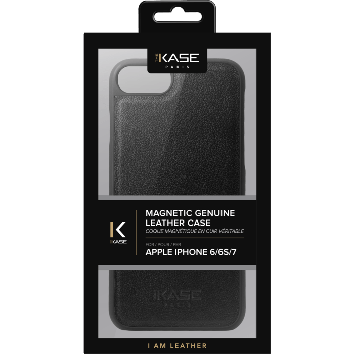 Coque magn&eacute;tique en cuir v&eacute;ritable pour Apple iPhone 6/6s/7/8/SE 2020, Noir