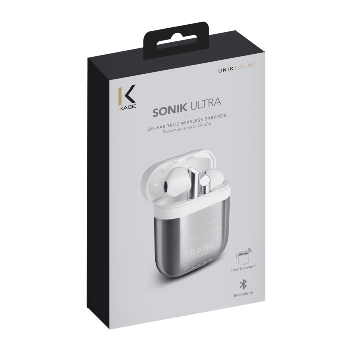 &Eacute;couteurs sans fil Sonik Ultra On-Ear avec bo&icirc;tier de chargement, Argent Titanium