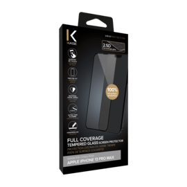 Protection d'&eacute;cran en verre tremp&eacute; (100% de surface couverte) pour Apple iPhone 13 Pro Max, Noir