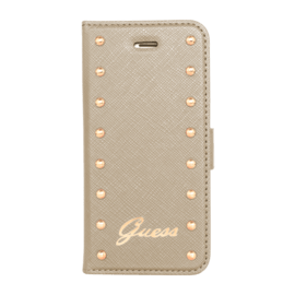 Guess Coque clapet pour Apple iPhone 5/5s/SE, les clout&eacute;es, Cream