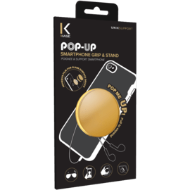 POP-UP poign&eacute;e & support smartphone, Or Chrom&eacute;