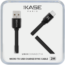 Flat cable to Micro USB (2m) for Android, Black