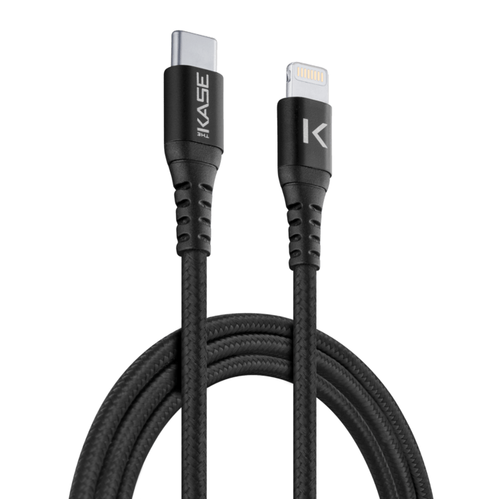 Câble USB-C vers Lightning certifié MFi Apple métallisé tressé Charge/sync (1,2M), Noir