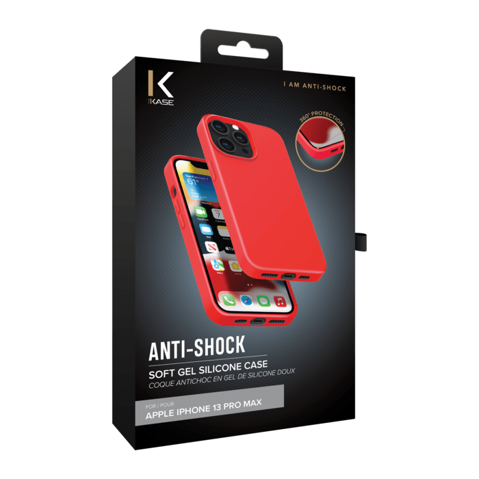 Coque antichoc en gel de silicone doux pour Apple iPhone 13 Pro Max, Rouge Ardent