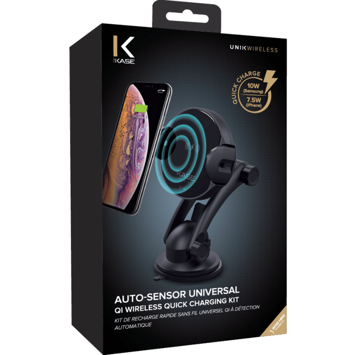 Auto-Sensor Universal Qi Wireless Quick Charging Kit (7.5W/10W), Black