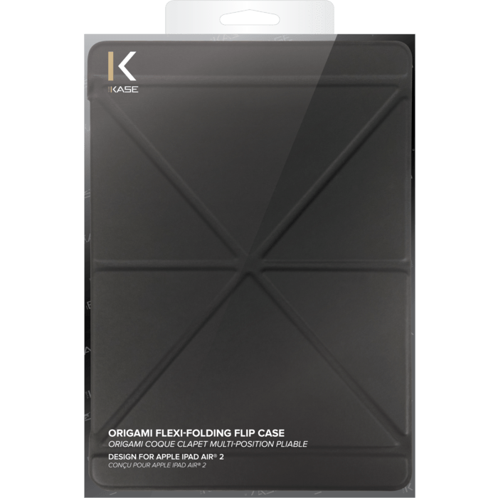 Origami Coque clapet Multi-position pliable pour Apple iPad Air 2, Noir Satin