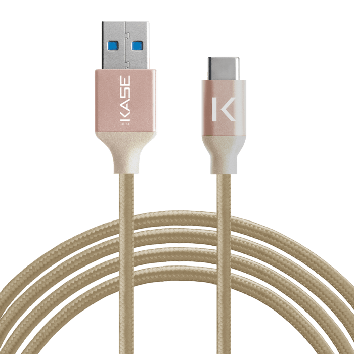 C&acirc;ble USB 3.2 Gen 2 charge rapide USB-C vers USB-A m&eacute;tallis&eacute; tress&eacute; Charge/sync (1M), Or