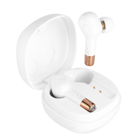 &Eacute;couteurs sans fil Sonik Pro intra-auriculaires avec bo&icirc;tier de chargement, Blanc perle