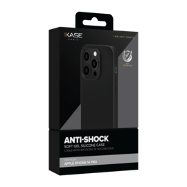 Coque antichoc en gel de silicone doux pour Apple iPhone 14 Pro, Noir satin