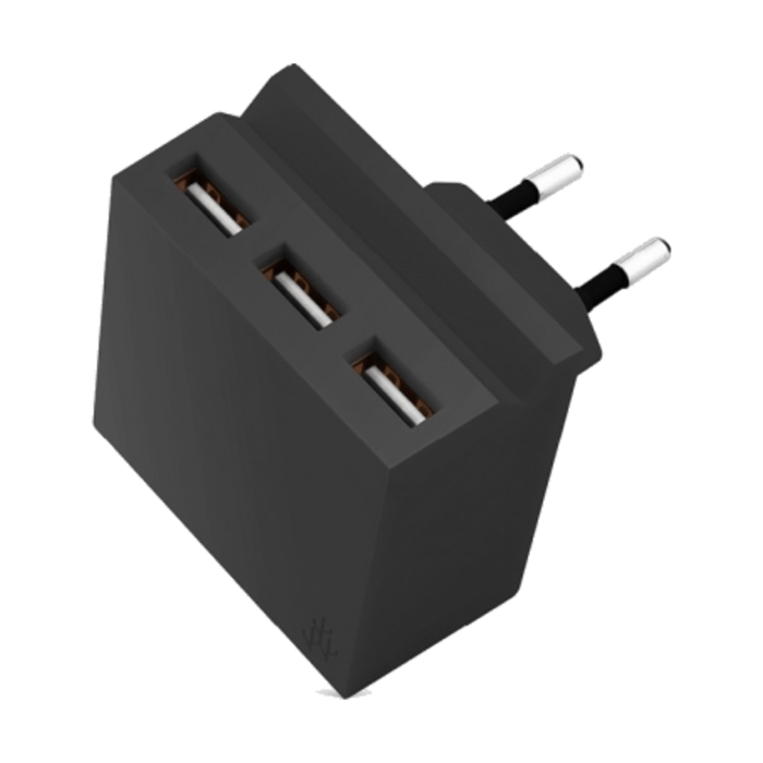 MINI HIDE Black - Hub charger / 3 USB ports including phone stand