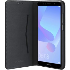 Folio flip case with card slot & stand for Huawei Y6 (2018) , Black