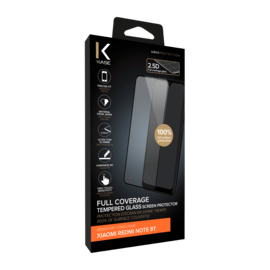 Protection d'écran en verre trempé (100% de surface couverte) pour Xiaomi Redmi Note 8T, Noir
