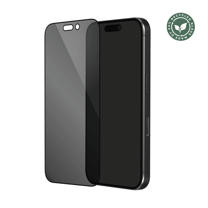 Protection d'&eacute;cran Priv&eacute;e en verre tremp&eacute; (60% verre tremp&eacute; recycl&eacute;) pour Apple iPhone 16 Pro, Noir