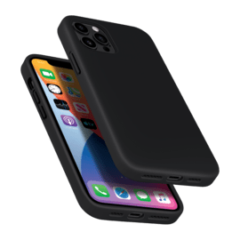 (O) Coque antichoc en gel de silicone doux pour Apple iPhone 12 Pro Max, Noir Satin