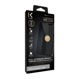 Protection d'&eacute;cran Priv&eacute;e en verre tremp&eacute; (100% de surface couverte) pour Apple iPhone 12 mini, Noir