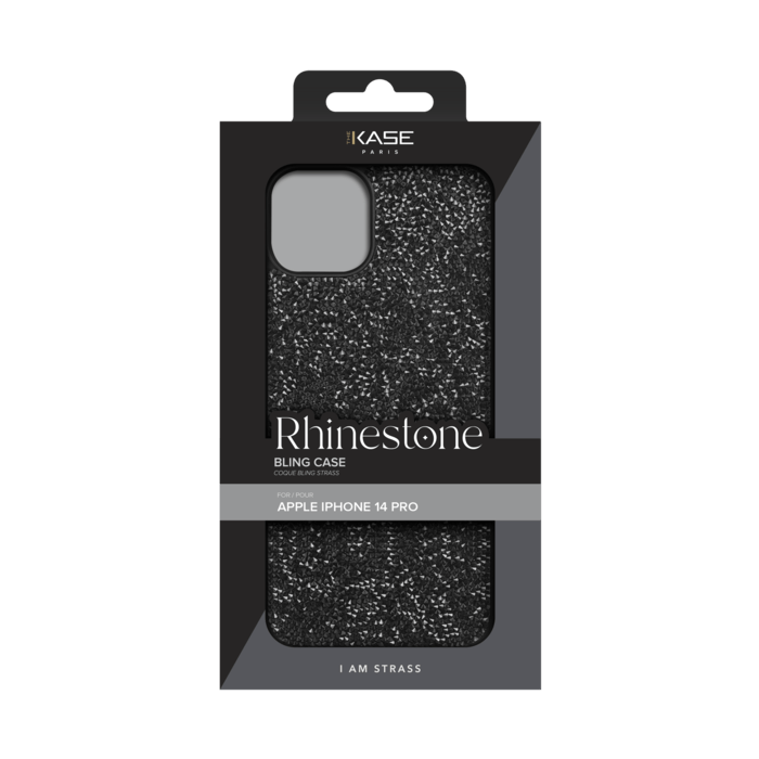 Coque Bling Strass pour Apple iPhone 14 Pro, Minuit Noir