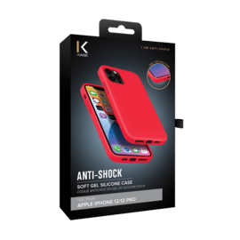 (O) Coque antichoc en gel de silicone doux pour Apple iPhone 12/12 Pro, Rouge Ardent