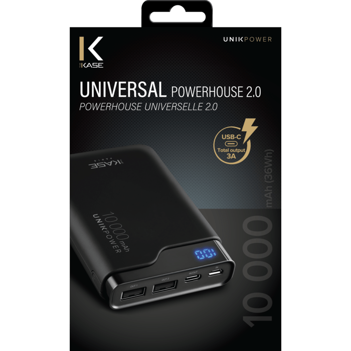 Universal PowerHouse external battery 2.0 10000mAh, Black