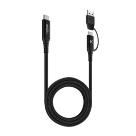 Câble tressé métallisé 2 en 1 USB-A et C vers USB-C 3.2 GEN 2 (1M)