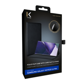 Coque clapet folio avec fente pour cartes & support pour Samsung Galaxy Note20 Ultra, Noir