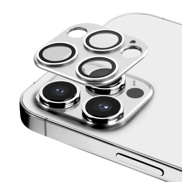 Protection en alliage métallique des objectifs photo pour Apple iPhone 12 Pro Max, Argent