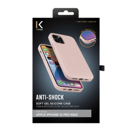 Custodia in silicone gel antiurto per Apple iPhone 12 Pro Max, rosa sabbia