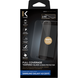 Protection d'&eacute;cran en verre tremp&eacute; (100% de surface couverte) pour Samsung Galaxy A3 (2017), Transparent