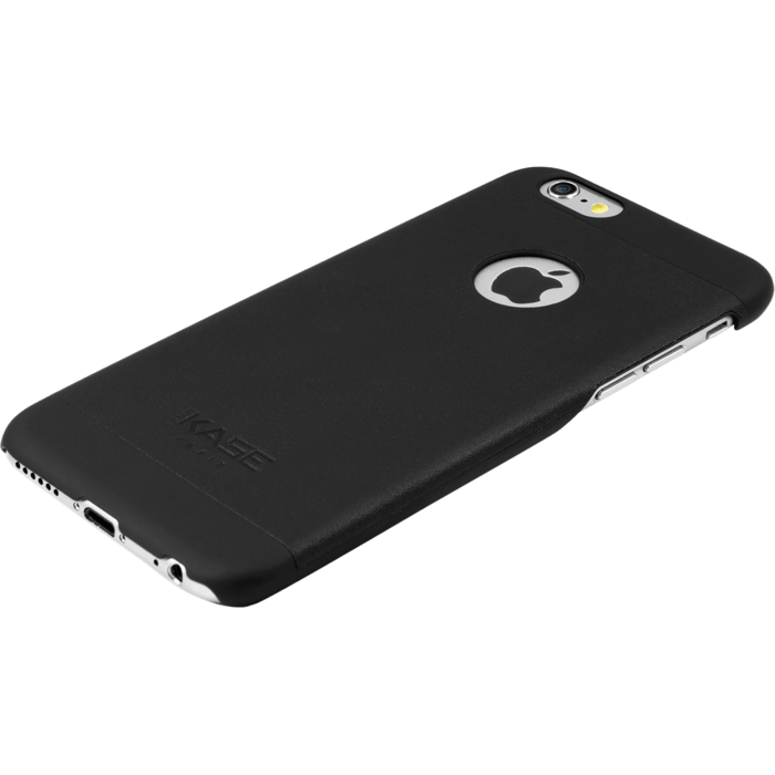 Coque en cuir de veau véritable ultra slim pour Apple iPhone 6 Plus /6s Plus, Noir Satin