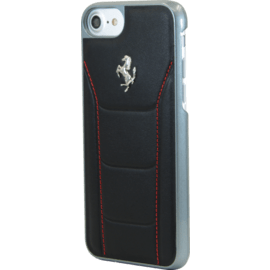 Case Ferrari 488 Genuine Leather case for Apple iPhone 6/6s/7/8, Black/Silver horse