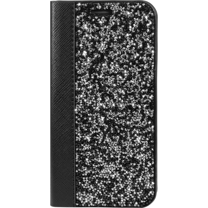 Coque Clapet Bling Strass pour Samsung Galaxy S6 Edge, Minuit Noir & Argent