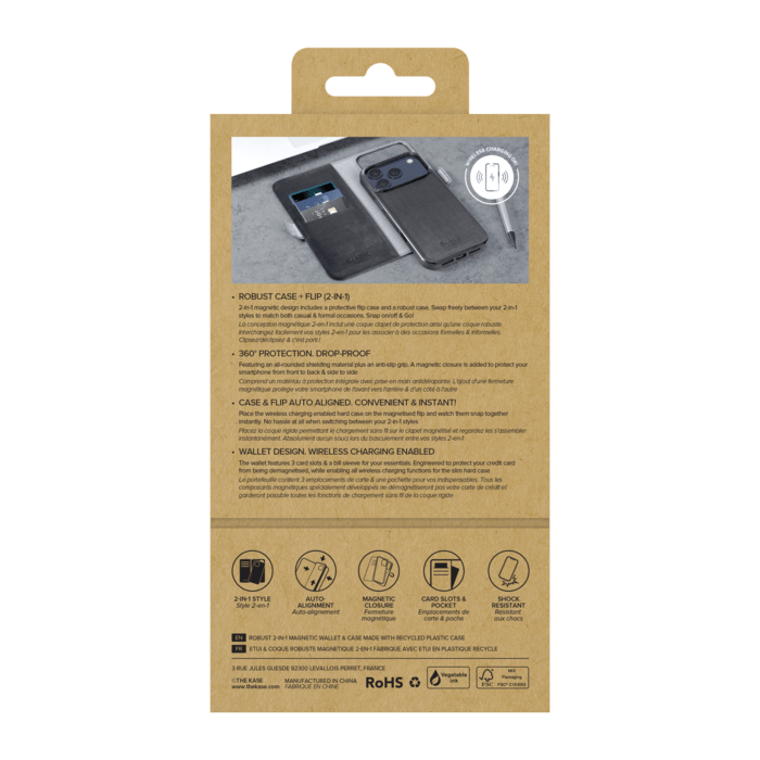 Etui & Coque robuste magn&eacute;tique 2-en-1 et fabriqu&eacute; avec un &eacute;tui en plastique recycl&eacute; pour Apple iPhone 17 Pro Max, Noir Onyx