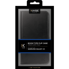 Coque clapet avec pochettes CB & stand pour Samsung Galaxy J5, Noir
