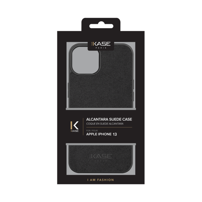 Coque en Su&egrave;de Alcantara pour Apple iPhone 13, Noir Minuit