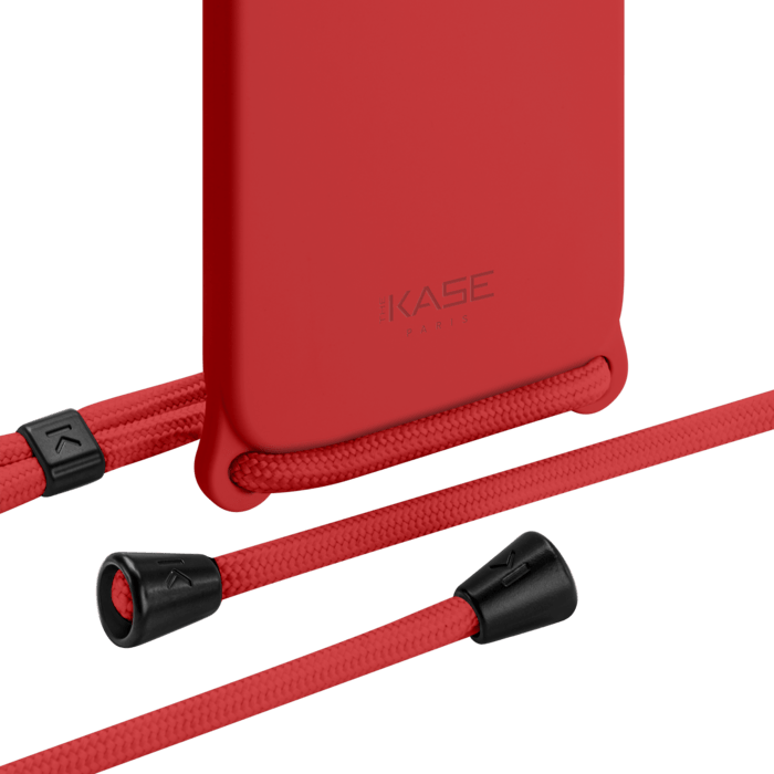 Coque en gel de silicone doux en bandouli&egrave;re pour Apple iPhone 12/12 Pro, Rouge Ardent