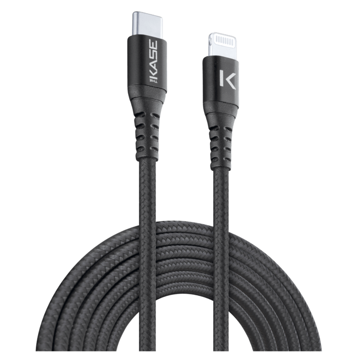 Câble USB-C vers Lightning certifié MFi Apple métallisé tressé Charge/sync (2M), Noir