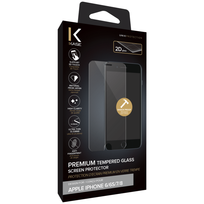 Premium Tempered Glass Screen Protector for Apple iPhone 6/6s/7/8, Transparent