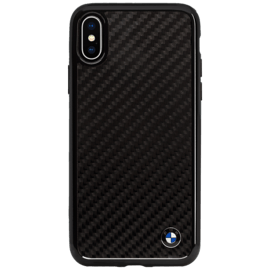Coque Signature BMW en fibre de carbone v&eacute;ritable pour Apple iPhone X/XS, Noir