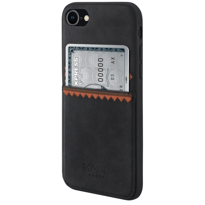Coque slim Bohème avec fente pour carte de crédit pour Apple iPhone 7/8 / SE 2020, olive noir