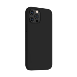 (O) Coque antichoc en gel de silicone doux pour Apple iPhone 12/12 Pro, Noir satin